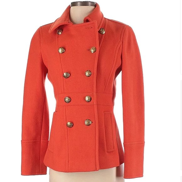 J. Crew Jackets & Blazers - J.Crew Size 10 Orange Peacoat Military Jacket